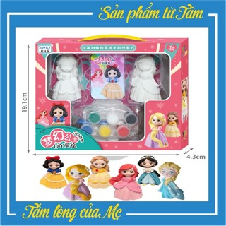 Bộ Tô Tượng 2 Công Chúa  Diisney Đáng Yêu Kèm Màu Và Bút Tô