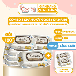  Khăn ướt Gooby Premium 100 tờ cao cấp, không cồn, không parabens, mềm mịn, an toàn với da trẻ nhỏ