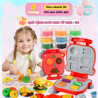 Đồ chơi đất nặn Máy làm Bánh Humberger, làm Kem làm Mì cho bé từ bột mì không dính tay AN TOÀN cho trẻ em trai gái