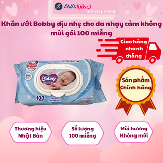 Khăn ướt Bobby dịu nhẹ cho da nhạy cảm không mùi gói 100 miếng