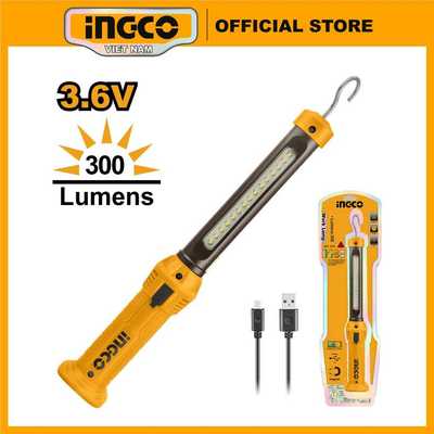Đèn làm việc Ingco HWLI35261 3.5W Pin Li-polymer kèm sạc USB đầu có nam châm Lumens tối đa 300 ± 10%