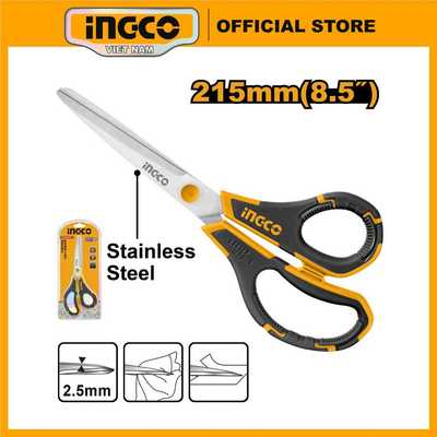 Kéo cắt đa năng INGCO HSCRS811002 | HSCRS812001 215mm (8.5") kéo văn phòng kéo cắt giấy carton, kéo nhà bếp làm cá, rau