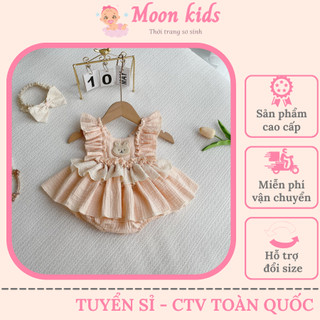 Váy Bé Gái Sơ Sinh MOONKIDS. Body Váy Cho Bé Thiết Kế Cao Cấp Kèm Phụ Kiện. Đầm Đầy Tháng, Đầm Bé Gái, Thôi Nôi