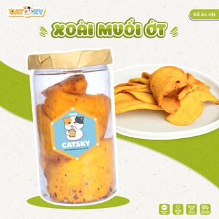 Xoài sấy dẻo muối ớt CATSKY FOOD đồ ăn vặt HỘP 300G