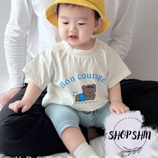 Áo thun tay ngắn cho bé Shinshop chất cotton in hình gấu đáng yêu dành cho trẻ em từ 6 - 18kg QA186