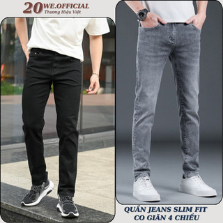 Quần jeans nam CHÍNH HÃNG by 20WE basic Slim Co Giãn,Quần bò nam đen jean  wash dáng ôm Không Bai Xù, Bền Màu JCD01