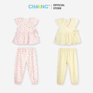 [CHAANG 6M-5Y] Bộ quần áo dài tay kimono cánh tiên dệt gân nổi cho bé gái Crepe Chaang