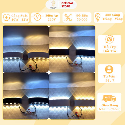 Đèn Hắt Tường Chống Nước Energy Green Lighting 2 đầu TN190 - Trang Trí Ngoài Trời - Góc Ban Công - Hành Lang - BH 1 Năm