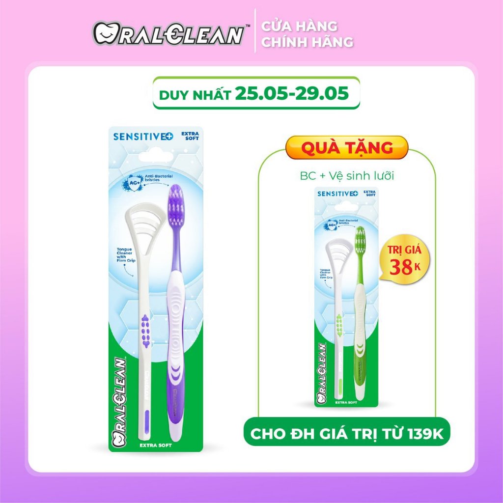Bộ đôi bàn chải đánh răng và bàn chải vệ sinh lưỡi Sensitive+