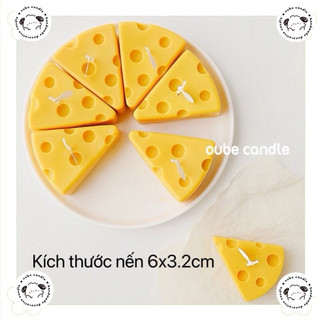 Nến Thơm Handmade Sáp Đậu Nành Hình Phô Mai Nhỏ Xinh Cheese Size 6x3.2cm | Oube Candle NT16