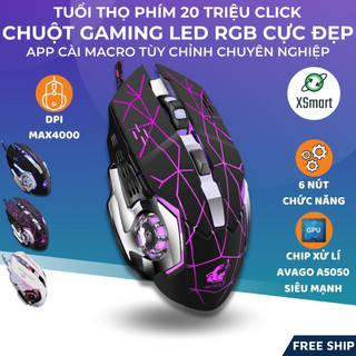 Chuột Máy Tính Gaming V5 Chơi Game LED RGB Siêu Cao Cấp, Tự Động Đổi Màu - XSmart