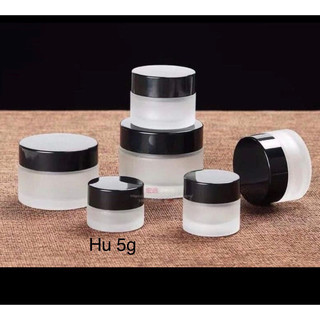 Hủ đựng kem 10g 30g 50g hộp thuỷ tinh nắp đen - hủ chiết mỹ phẩm nắp bạc / đen / trắng / vàng
