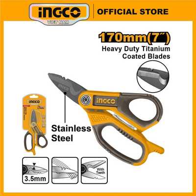 Kéo cắt dây điện cao cấp, chất liệu thép không rỉ, mạ titan INGCO HES051708