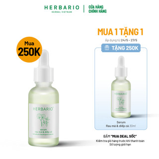 Serum Rau má và Diếp cá Herbario 30ml sạch mụn, thuần chay