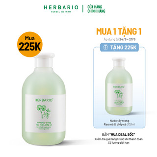 Nước tẩy trang Rau Má & Diếp Cá Herbario 300ml thuần chay cho da mụn, da dầu