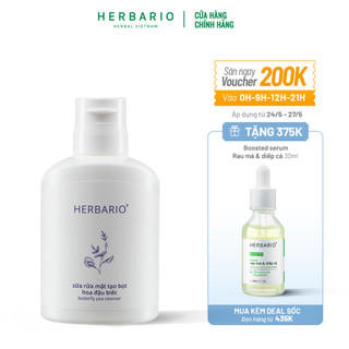Sữa rửa mặt tạo bọt hoa đậu biếc herbario 100ml sạch bụi bẩn, ngăn ngừa lão hóa da