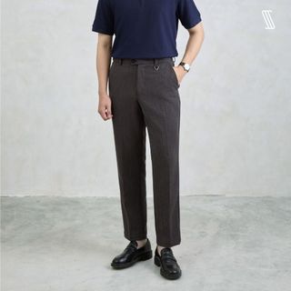 Quần âu chun ẩn nam ssstutter quần tây thông minh ống đứng kẻ chìm charisma trousers