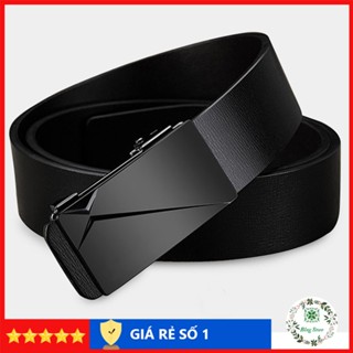 Thắt lưng nam da cao cấp, Dây lưng nam họa tiết màu đen Nịt da khóa tự động TLĐHT01
