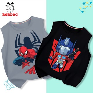 BST áo ba lỗ bé trai BOBDOG 2024, áo 3 lỗ chất cotton in hình người nhện siêu nhân cute cho bé