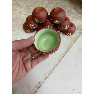 Chén uống trà sứ đất lung men ngọc