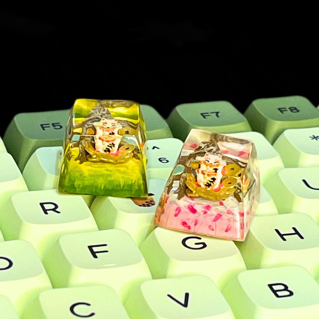 Keycap mèo thần tài, keycap resin, nút bàn phím máy tính, keycap thủ công, handmade keycap, mèo thần