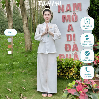 Đồ lam đi lễ thêu hoa sen TINH NHI mềm mại thoải mái PP157