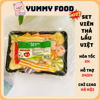 Set viên thả lẩu tokbokki skygreen 500g full viên lẩu ngon bổ rẻ khay 500g