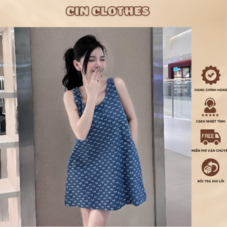 Váy bò nơ cổ vuông buộc dây nơ lưng kèm quần bảo hộ