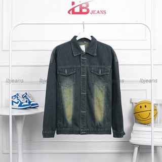 Áo Khoác Jean Nam Lb Phom Unisex , Vai Xệ Nam Nữ Mang Được, Vải Không Co Giãn, Dày,màu Xám Không Ra Màu, Ajkh002