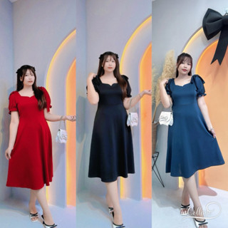 Đầm Midi đính nơ vai Bigsize Nữ 60kg đến 95kg