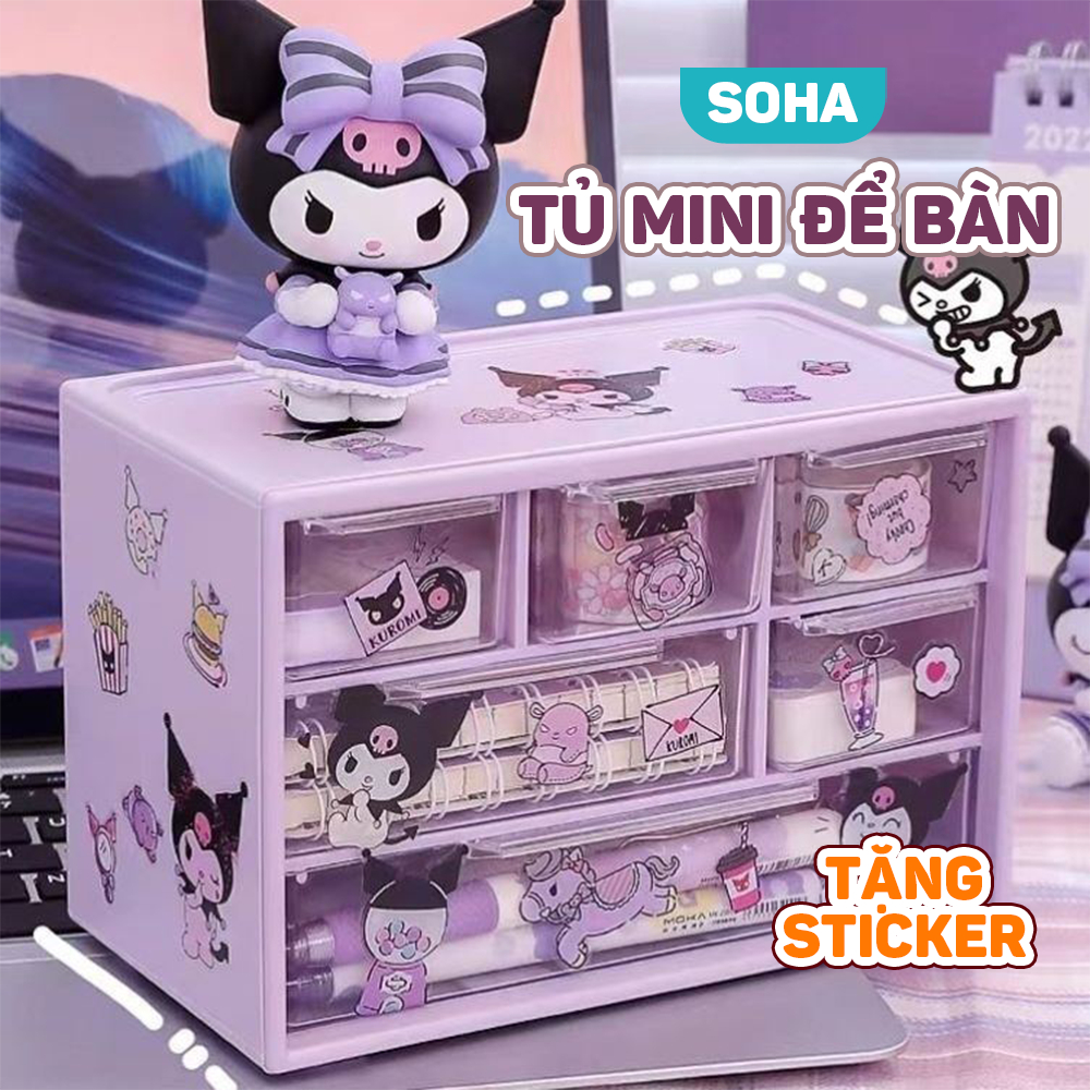 Tủ đồ mini để bàn, tủ đựng mỹ phẩm, dụng cụ học tập có ngăn kéo xếp chồng lên nhau với 4 màu sắc SOHA