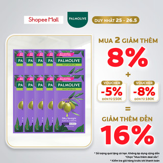 Bộ 10 gói Dầu gội Palmolive kèm dầu xả 2in1 Suôn Mượt Óng Ả từ Keratin và dầu Oliu 6g x 10