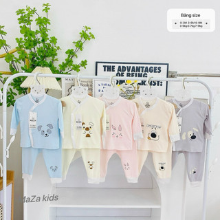 Bộ dài tay bé trai bé gái sơ sinh gam màu pastel trung tính chất petit cao cấp mềm mịn thoáng mát co dãn 4 chiều