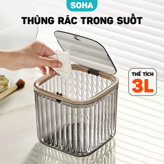 Thùng Rác Mini Để Bàn Văn Phòng, Thùng Đựng Rác Trong Suốt Kiểu Dáng Hiện Đại Sang Trọng SOHA