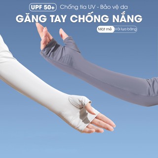 Găng tay chống nắng nữ, Gang tay chống tia cực tím UV UPF50+ chất vải lụa băng mát lạnh, thiết kế chống trơn trượt