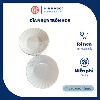 Đĩa nhựa tròn hoa VIÊT NHẬT ,đĩa nhựa đựng nộm, đựng gỏi dùng trong quán ăn vặt, quán ốc mã 1211