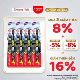 Bộ 4 Bàn chải đánh răng Colgate họa tiết Batman dành cho trẻ
