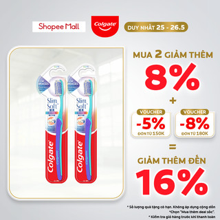 Bộ 2 bàn chải Colgate Slimsoft Ortho lông chải mềm mại xếp hình U cho người niềng răng