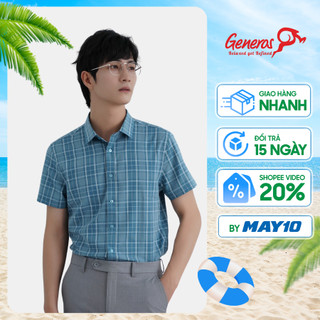 Áo sơ mi nam GENEROS AK385 010123129MF áo sơ mi nam cộc tay công sở đứng form lịch lãm ít nhăn