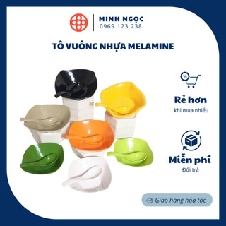Tô vuông nhựa melamine an toàn (đen, nâu, xanh lá) VIỆT NHẬT, bát phíp vuông dùng quán ăn vặt 6835