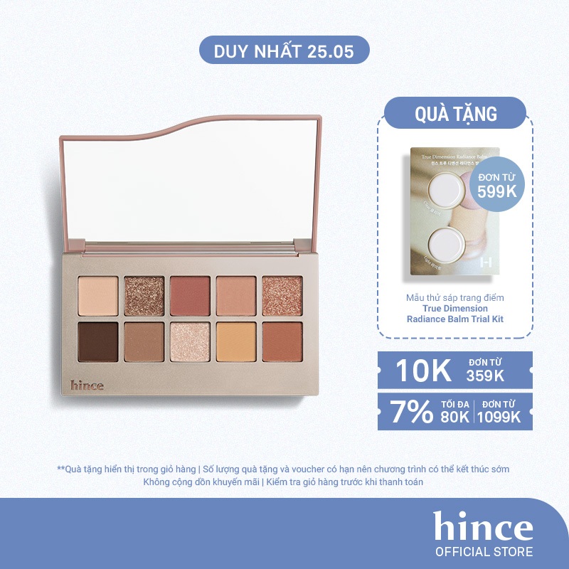 Bảng Phấn Mắt 10 Màu Có Nhũ hince New Depth Eyeshadow Palette 9.1g