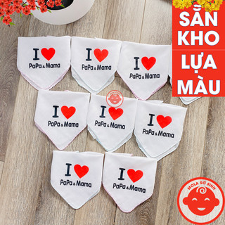 Khăn Sữa Xô Xuất Nhật I Love Papa/Mama cho bé (lẻ 1 chiếc)