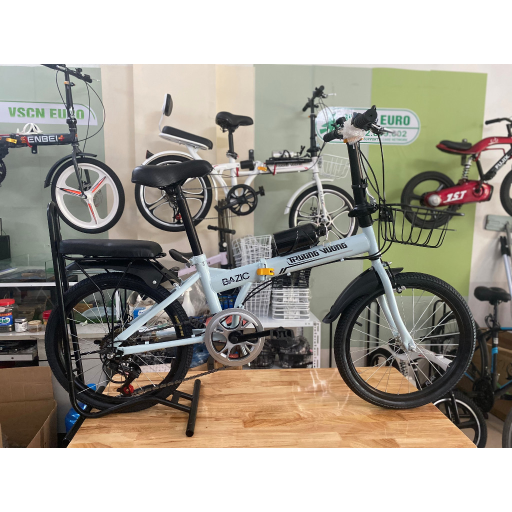 Xe đạp gấp BAZIC Chính hãng VSCN EURO,  gấp gọn hộp số 7 cấp Shimano,bảo hành 2 năm toàn quốc