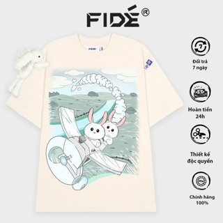 Áo thun FIDE BUNNY phông unisex form rộng local brand nam nữ cổ tròn oversize Đính gấu-AT69(TẶNG GẤU