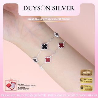 Lắc tay bạc cỏ 4 lá may mắn duyson silver, vòng tay bạc 925 sang trọng, thanh lịch