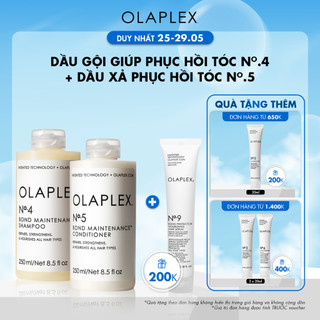 Dầu gội giúp phục hồi tóc Olaplex No.4 250ml + Dầu xả phục hồi tóc Olaplex No.5 250ml