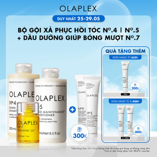 Bộ xả gội Olaplex No.4 250ml| No.5 250ml + Dầu dưỡng bóng mượt Olaplex No.7 30ml