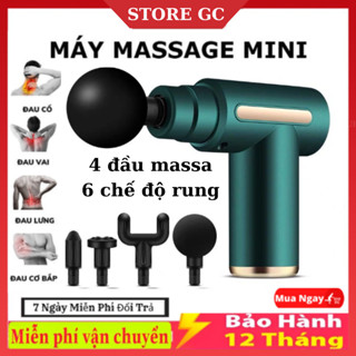 Máy massage cầm tay mini đấm lưng mát xa trị liệu cổ vai gáy 4 đầu 6 chế độ