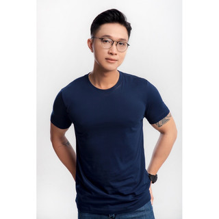 Áo thun trơn nam cao cấp 100% cotton màu xanh đen (thoát nhiệt, bền màu, thấm hút mồ hôi)