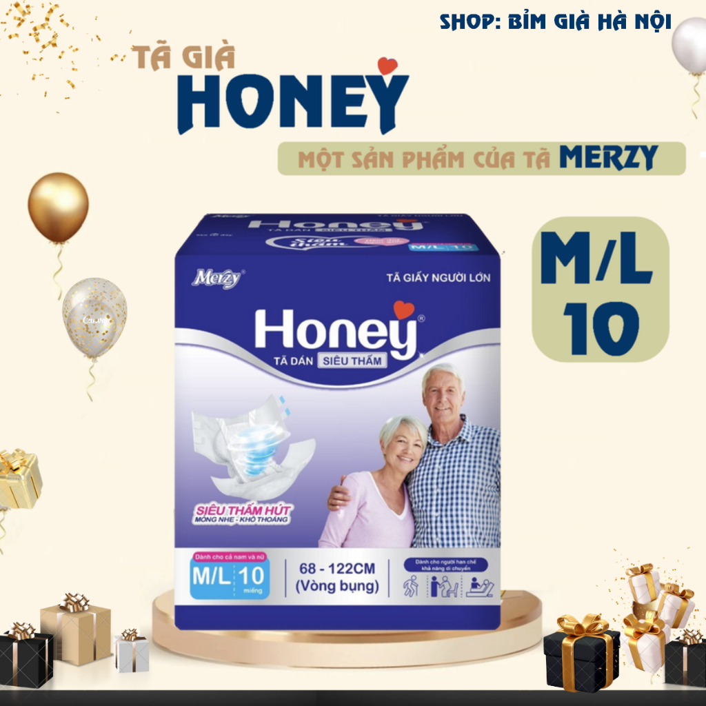 Bỉm già Honey ML10 XL10 miếng siêu thấm hút, Bỉm già Phú Đạt ML20 XL10 Caryn M10 L10 #merzy Bông tẩy trang Cotton pads
